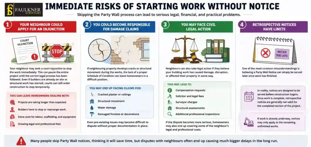 What Happens If You Start Work Without a Party Wall Notice? 1 Immediate Risks of Starting Work Without Party Wall Notice Crawley